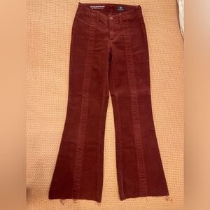 AG Adriano Goldschmied The Panelled Quinnee Crop Corduroy Pants — Burgundy